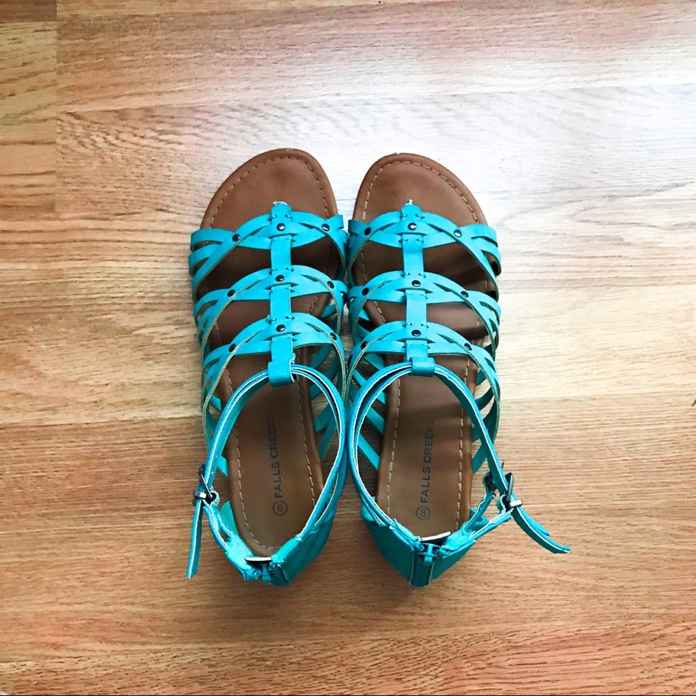Teal Gladiator Sandals